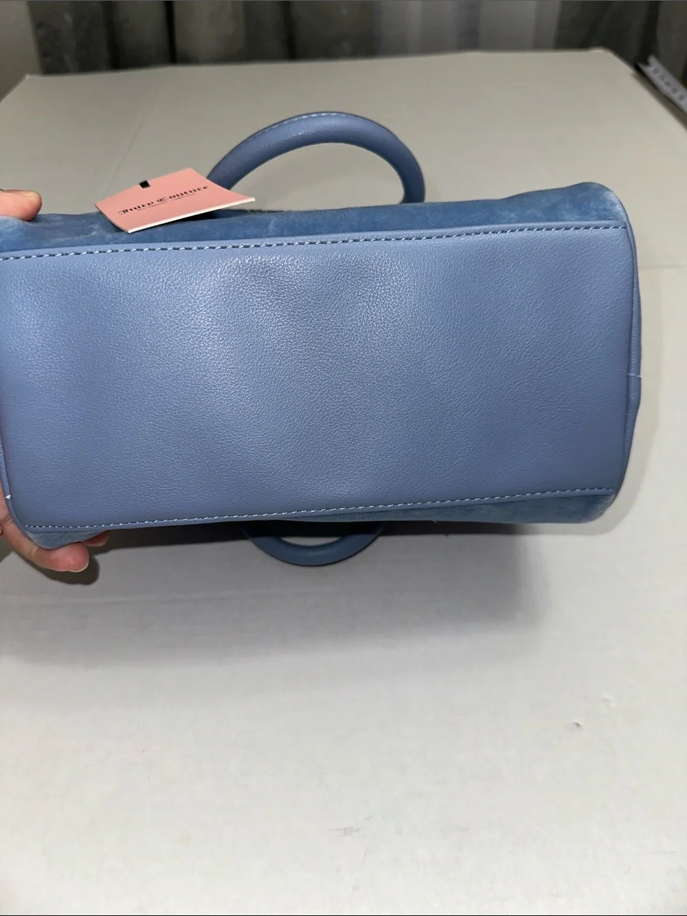 NEW Juicy Couture Obsession Satchel Bag Slate Blue Velvet - Picture 7 of 12